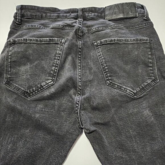 Zara Black Wash Patch Distressed Mid Rise Skinny Jeans - Picture 2 of 5